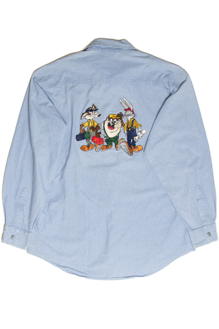 Vintage Looney Tunes Contractors Embroidery Button Up