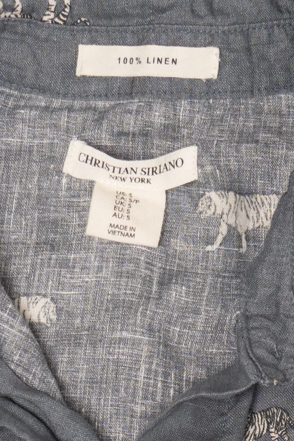 Linen Christian Siriano White Tigers Button Up Shirt (2010s)