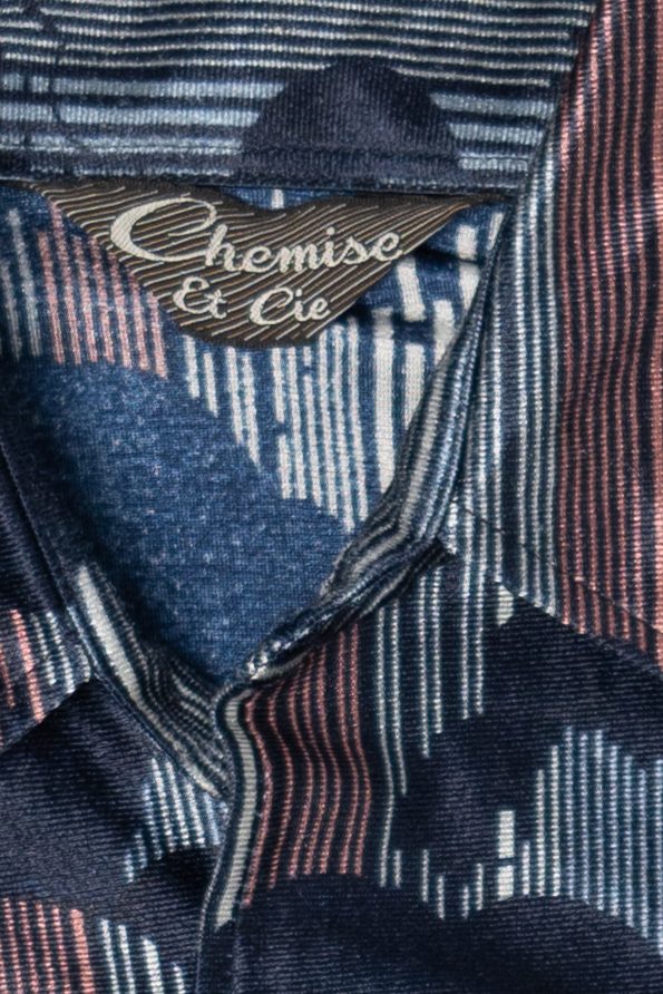Vintage Navy Blue Clouds Chemise et Cie Button Up Shirt (1970s)