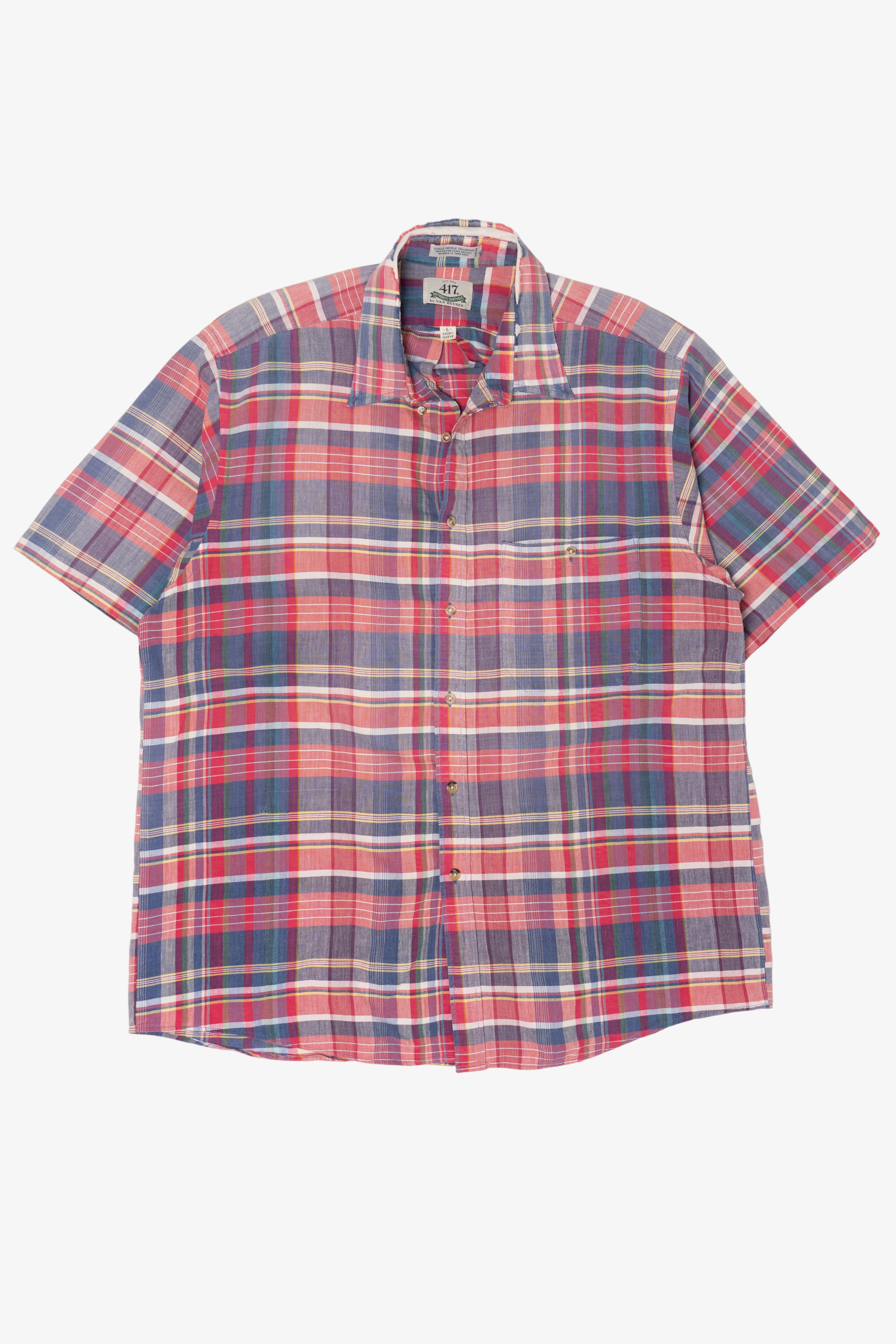 Vintage Van Heusen 417 Colorful Plaid Single Needle Tailoring Button Up Shirt (1980s)