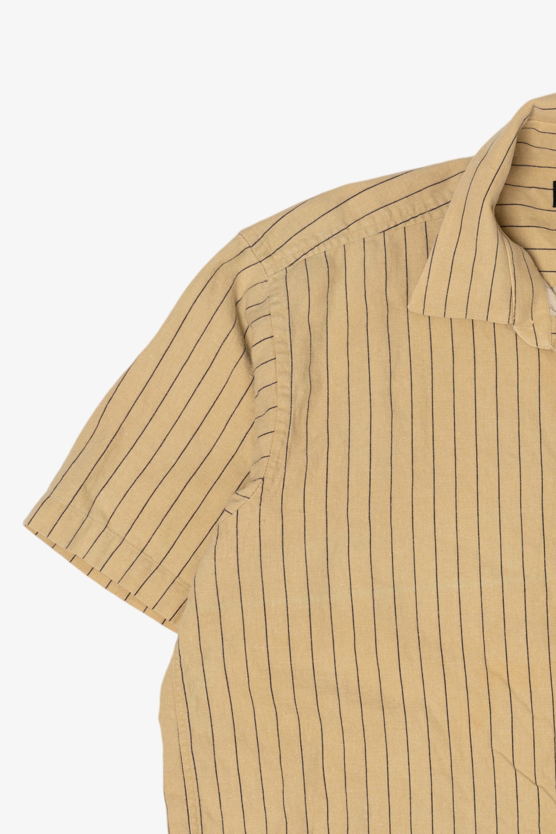 Vintage Beige Pierre Cardin Striped Button Up Shirt (1990s)