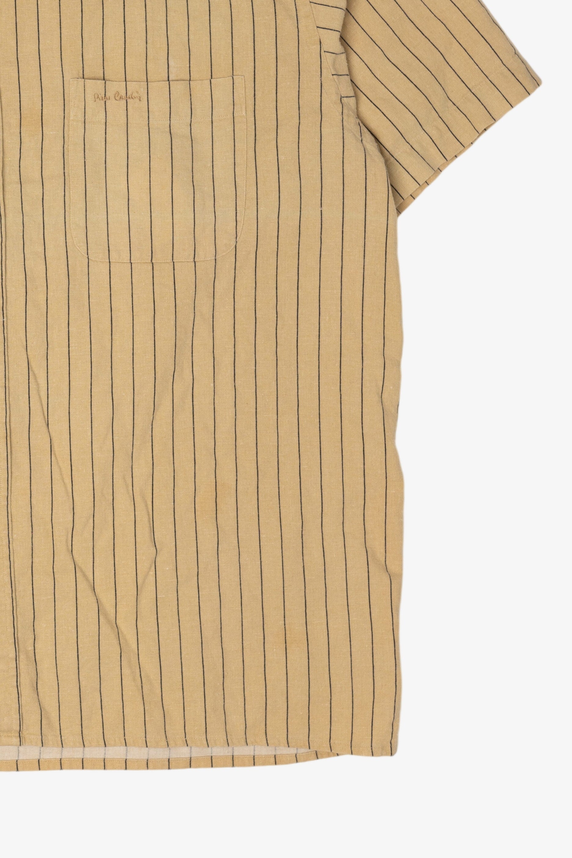 Vintage Beige Pierre Cardin Striped Button Up Shirt (1990s)