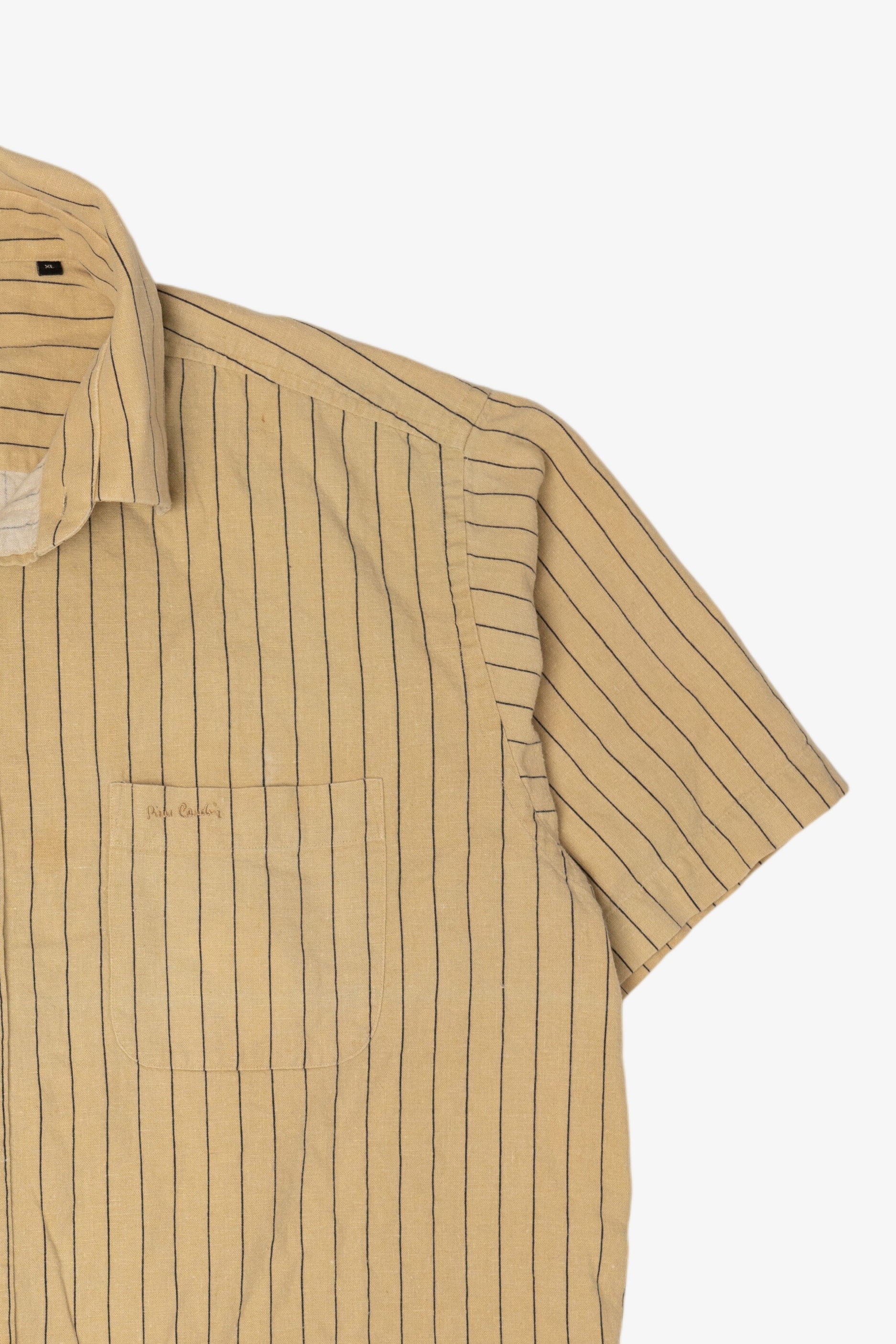 Vintage Beige Pierre Cardin Striped Button Up Shirt (1990s)