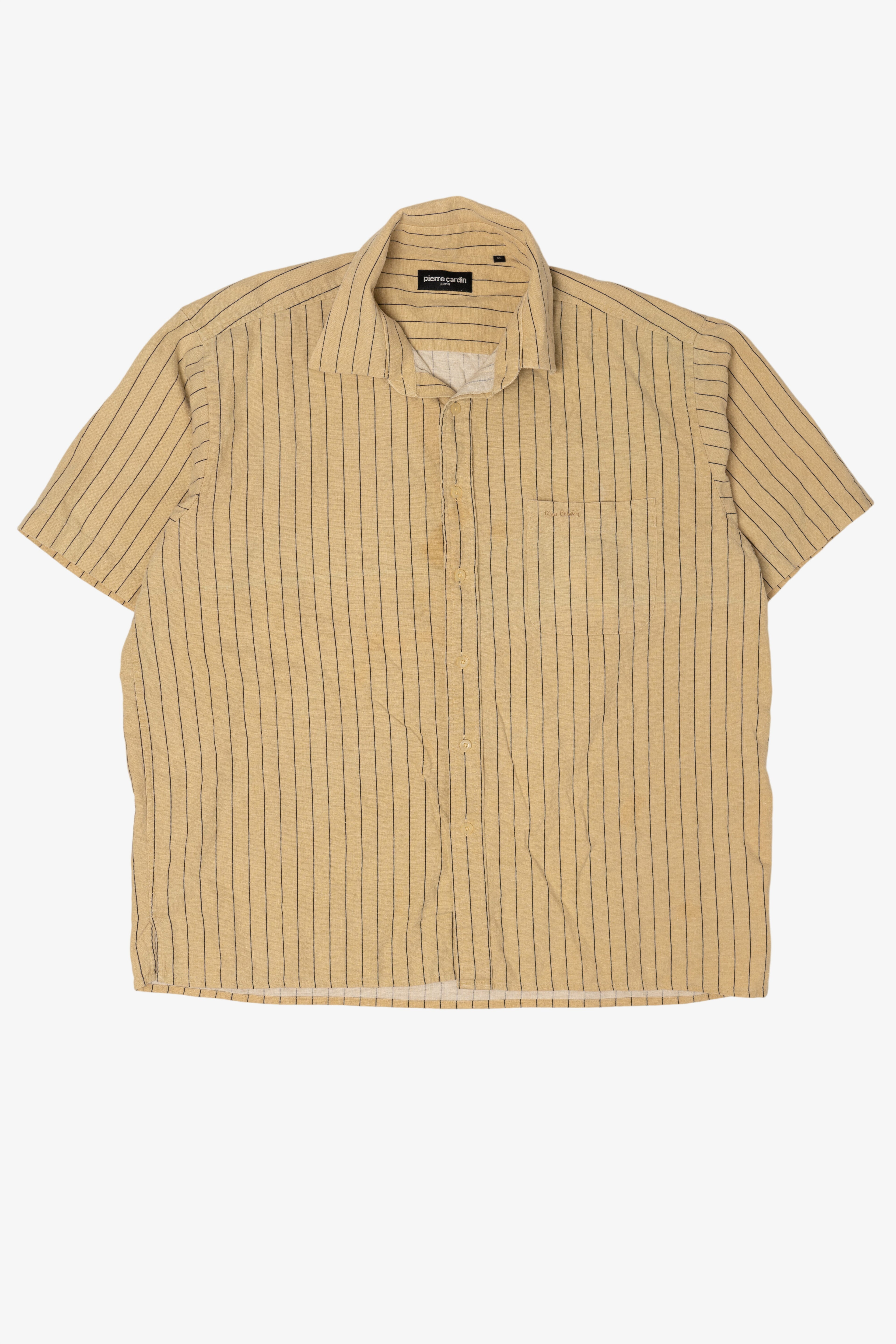 Vintage Beige Pierre Cardin Striped Button Up Shirt (1990s)