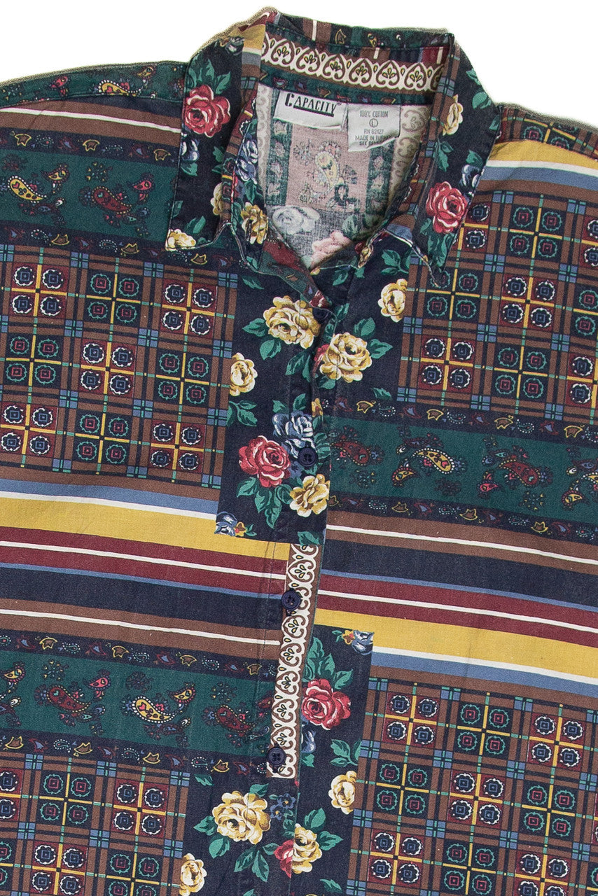 Vintage Capacity Floral Button Up Shirt