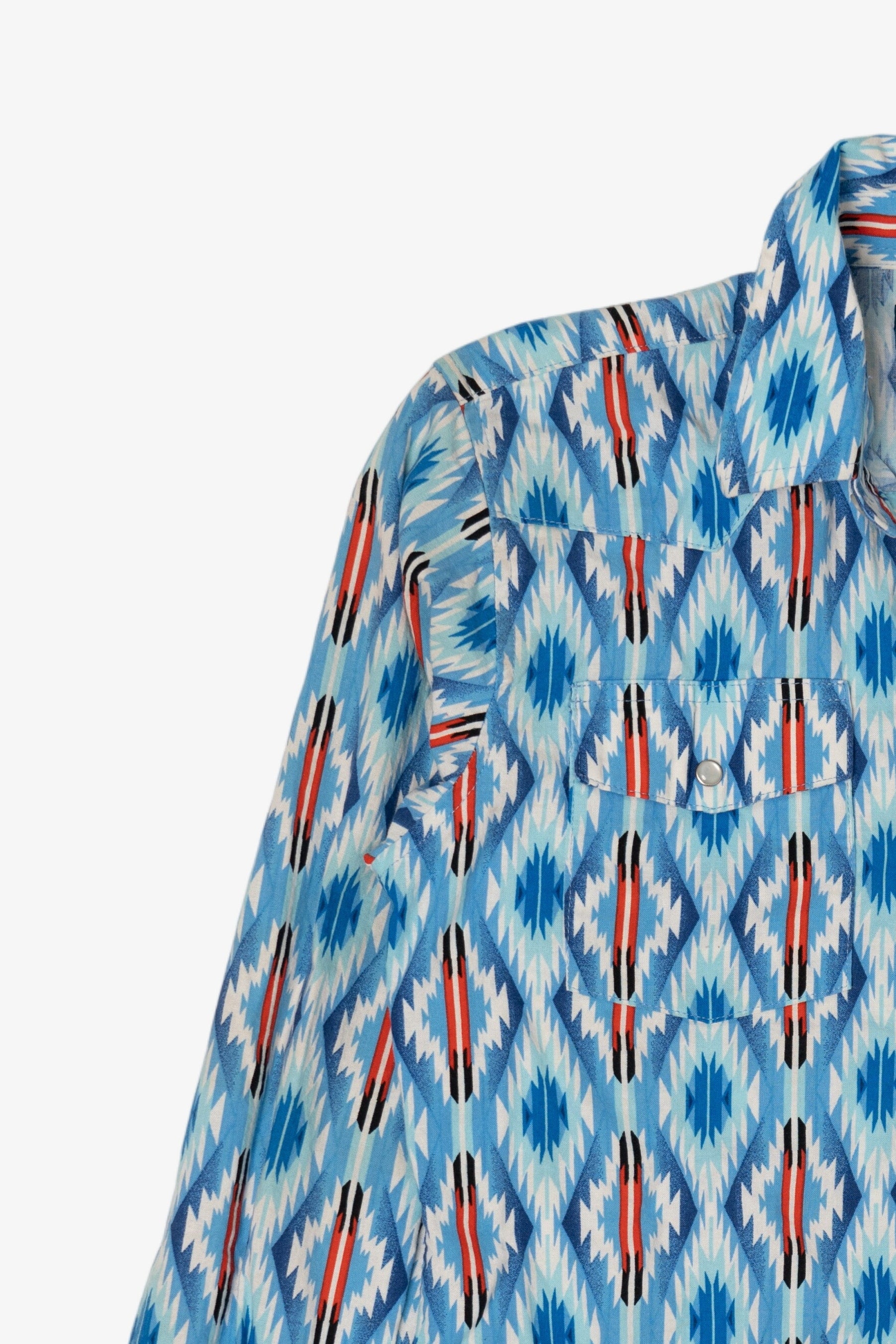 Vintage Light Blue Southwestern Flair Wrangler Button Up Shirt (1990s)