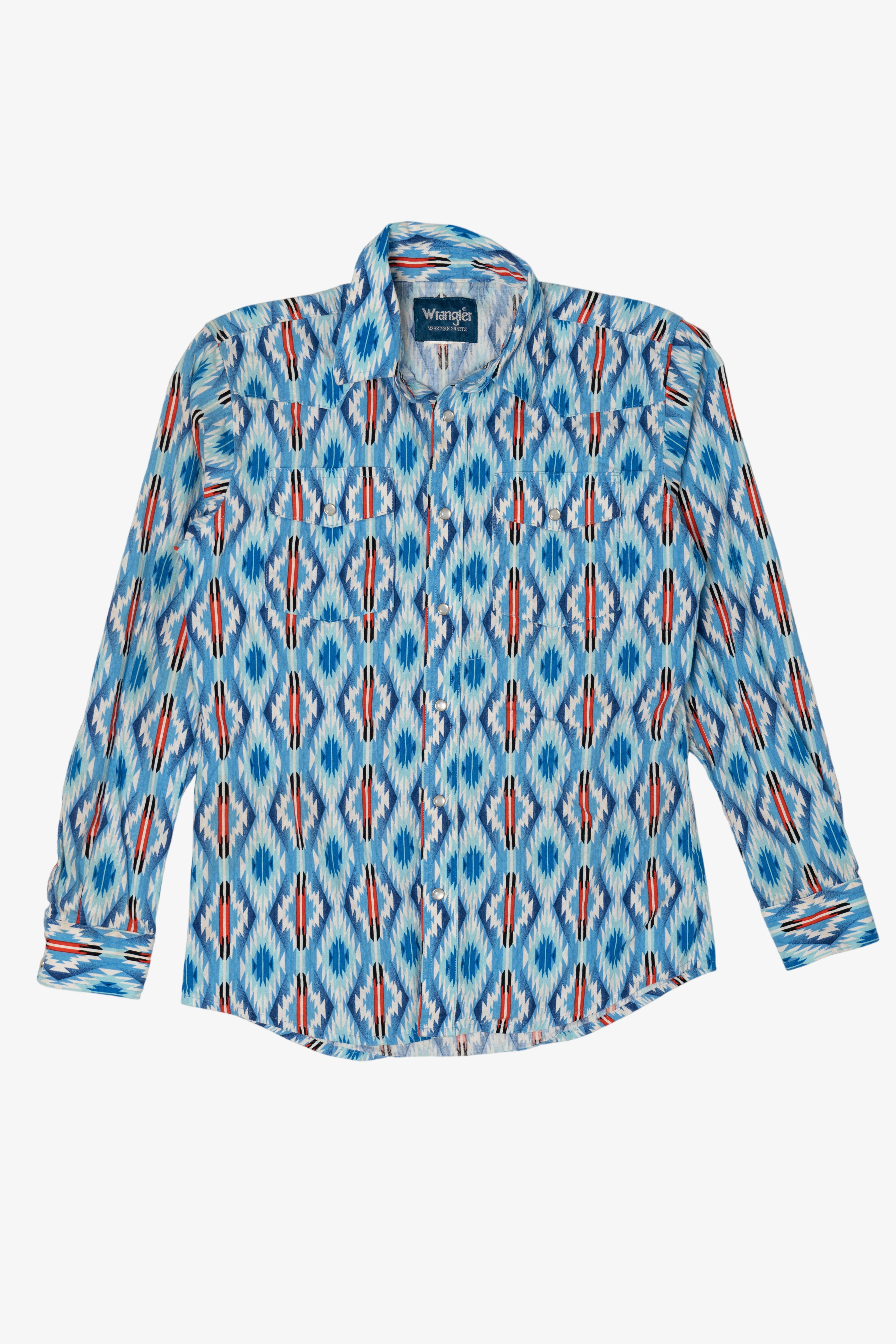 Vintage Light Blue Southwestern Flair Wrangler Button Up Shirt (1990s)