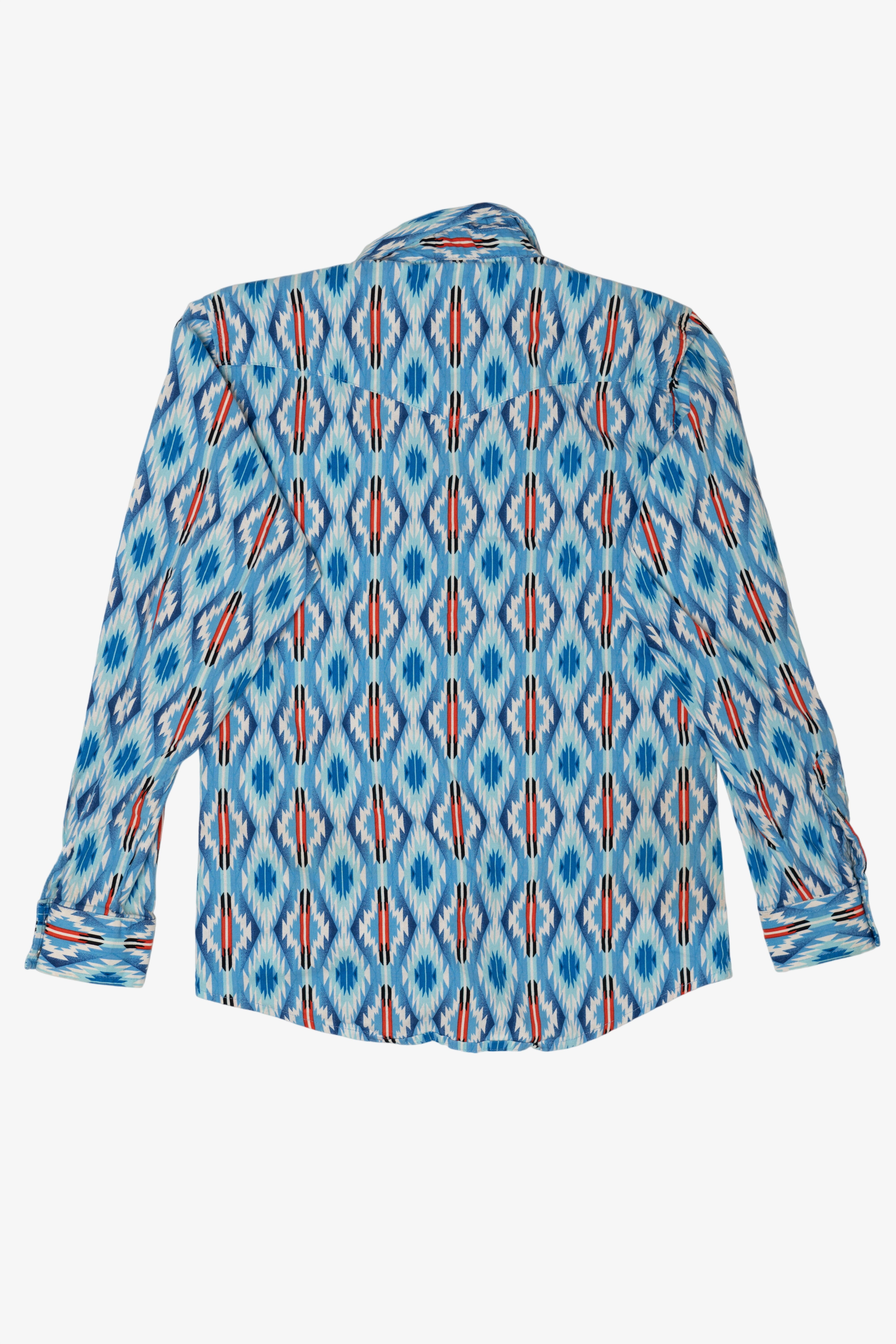 Vintage Light Blue Southwestern Flair Wrangler Button Up Shirt (1990s)