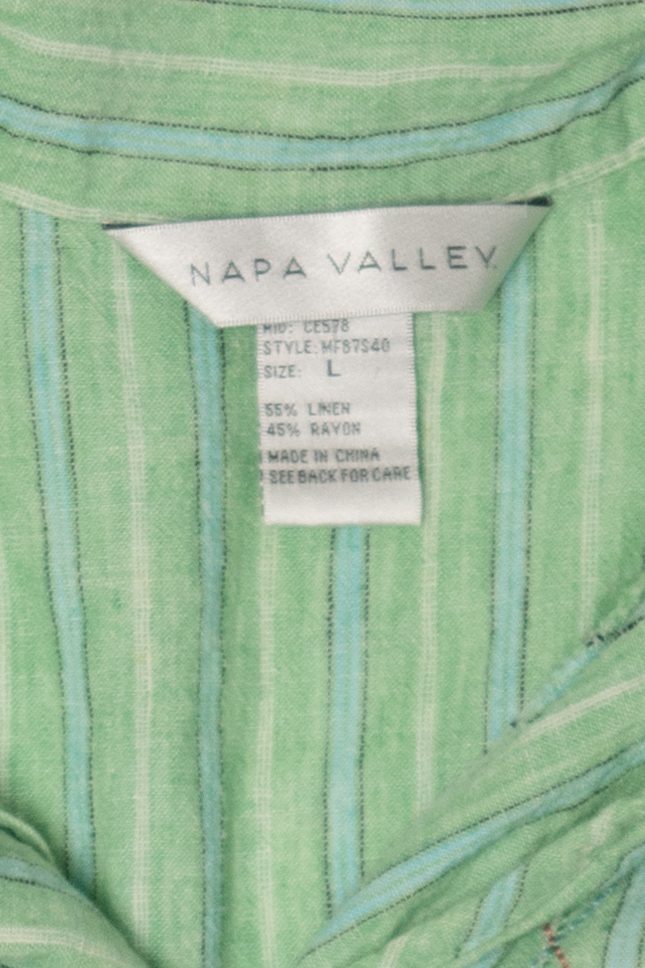 Vintage Light Green Striped Napa Valley Button Up Shirt (2000s)