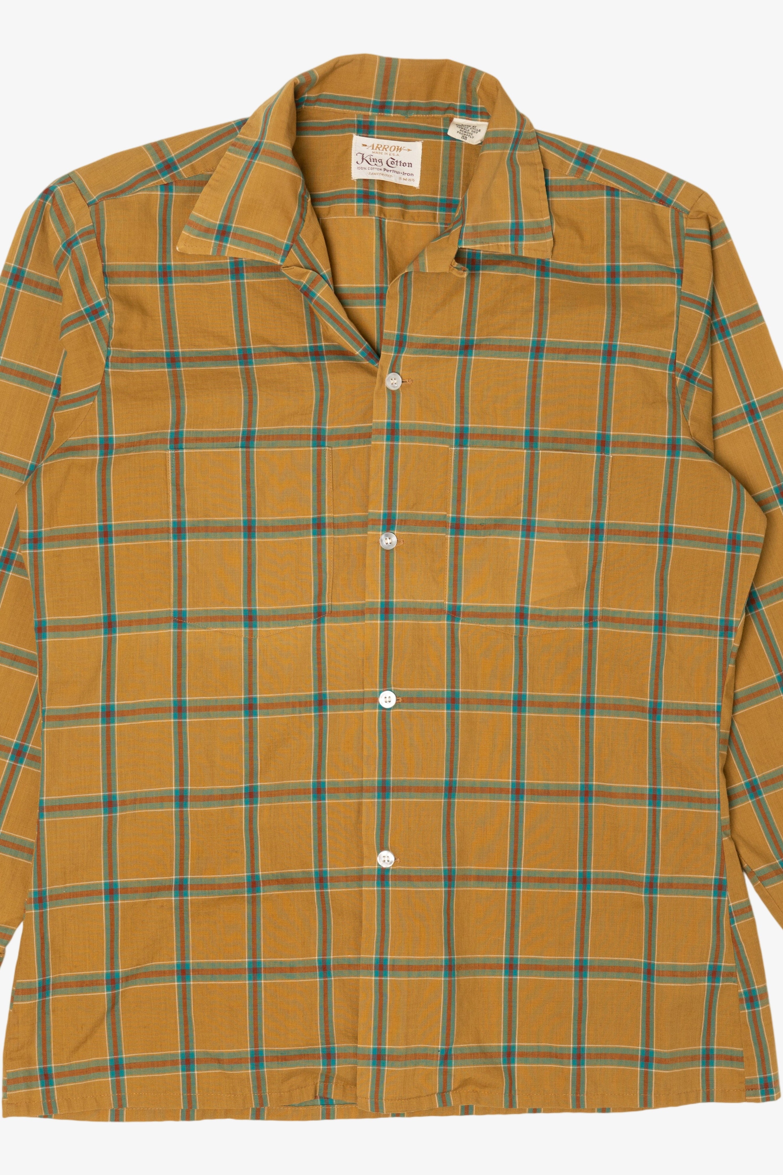 Vintage Arrow Yellow Plaid Button Up Shirt (1960s)