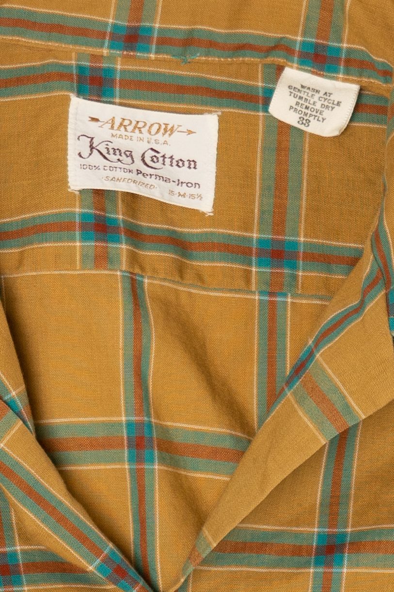 Vintage Arrow Yellow Plaid Button Up Shirt (1960s)