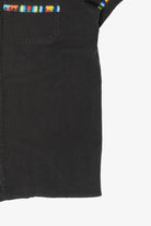 Black And Rainbow Embroidered Trimmed Guayabera Button Up Shirt