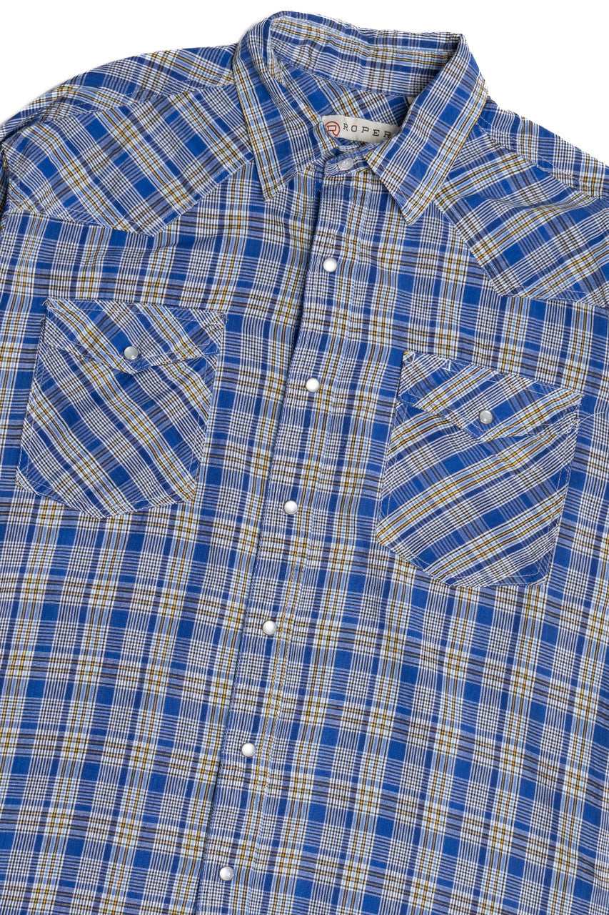 Roper Blue Plaid Button Up Shirt 1187