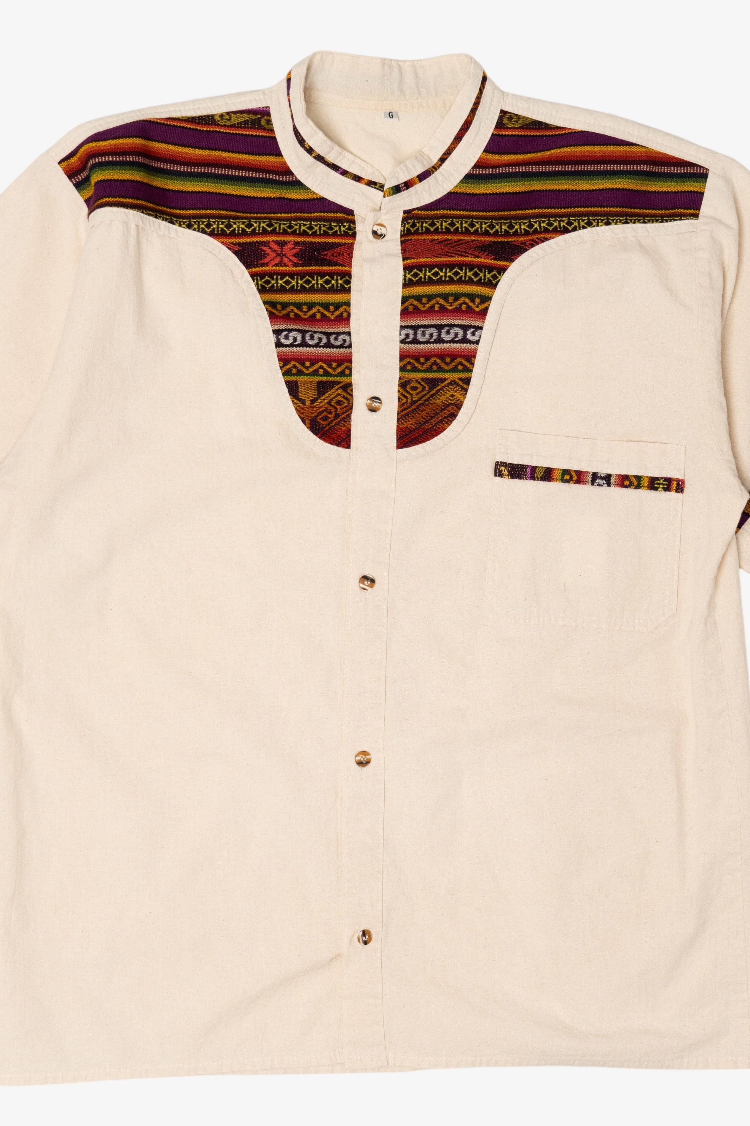 Beige Guayabera Button Up Shirt