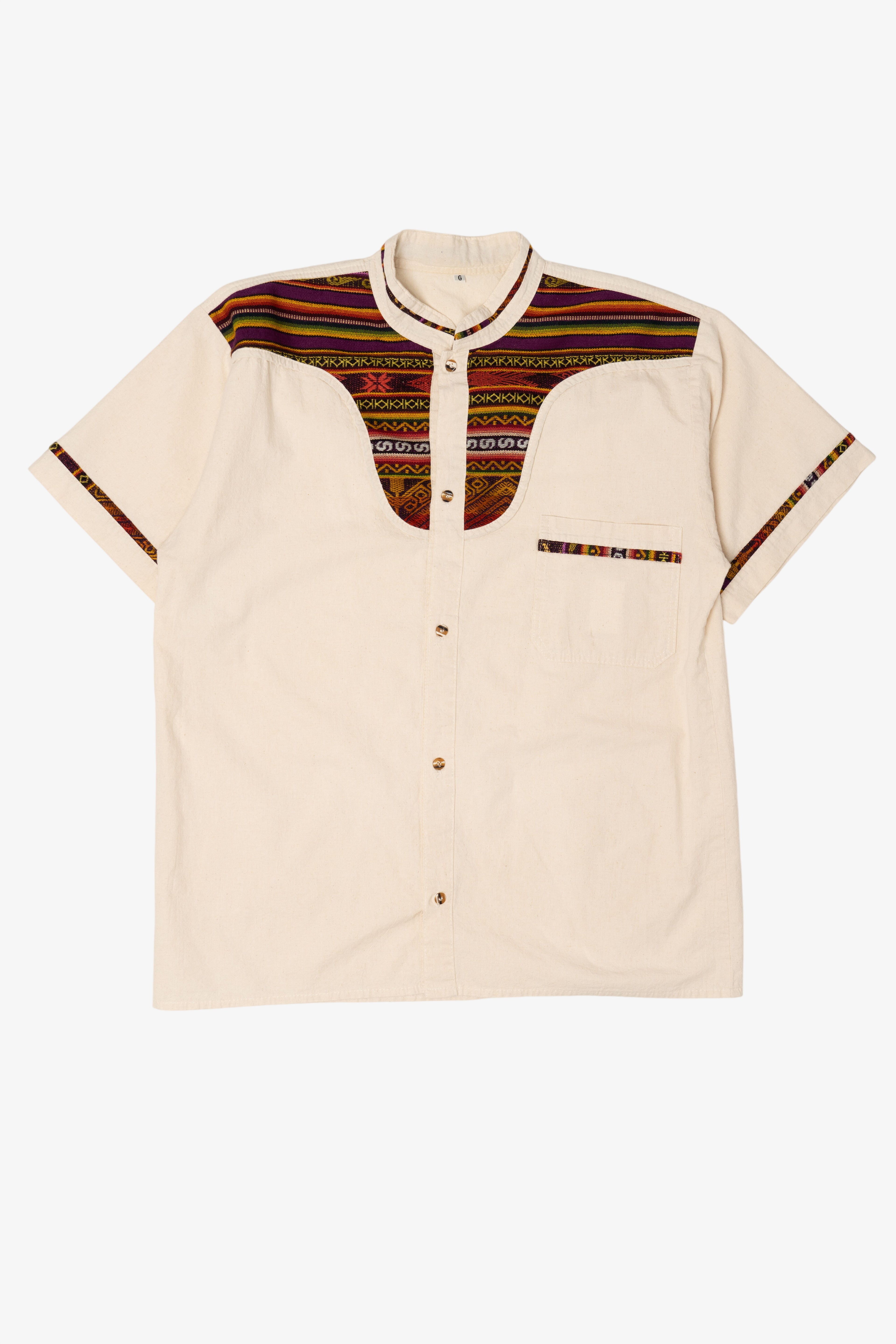 Beige Guayabera Button Up Shirt