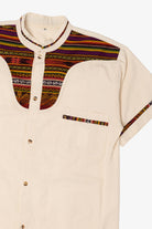Beige Guayabera Button Up Shirt