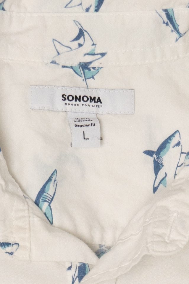 White Sonoma Shark Pattern Button Up Shirt (2010s)