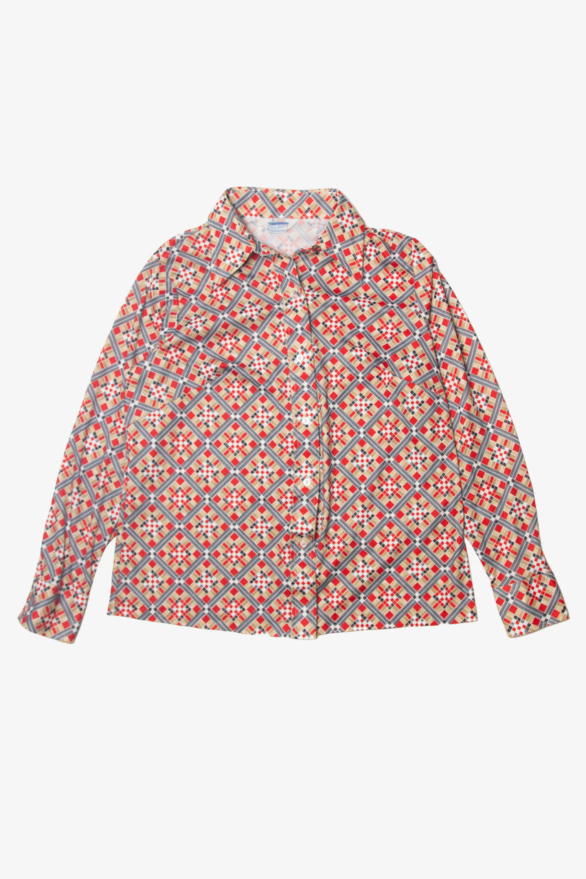 Vintage Sears Patterned Button Up Shirt (1970s) 1195