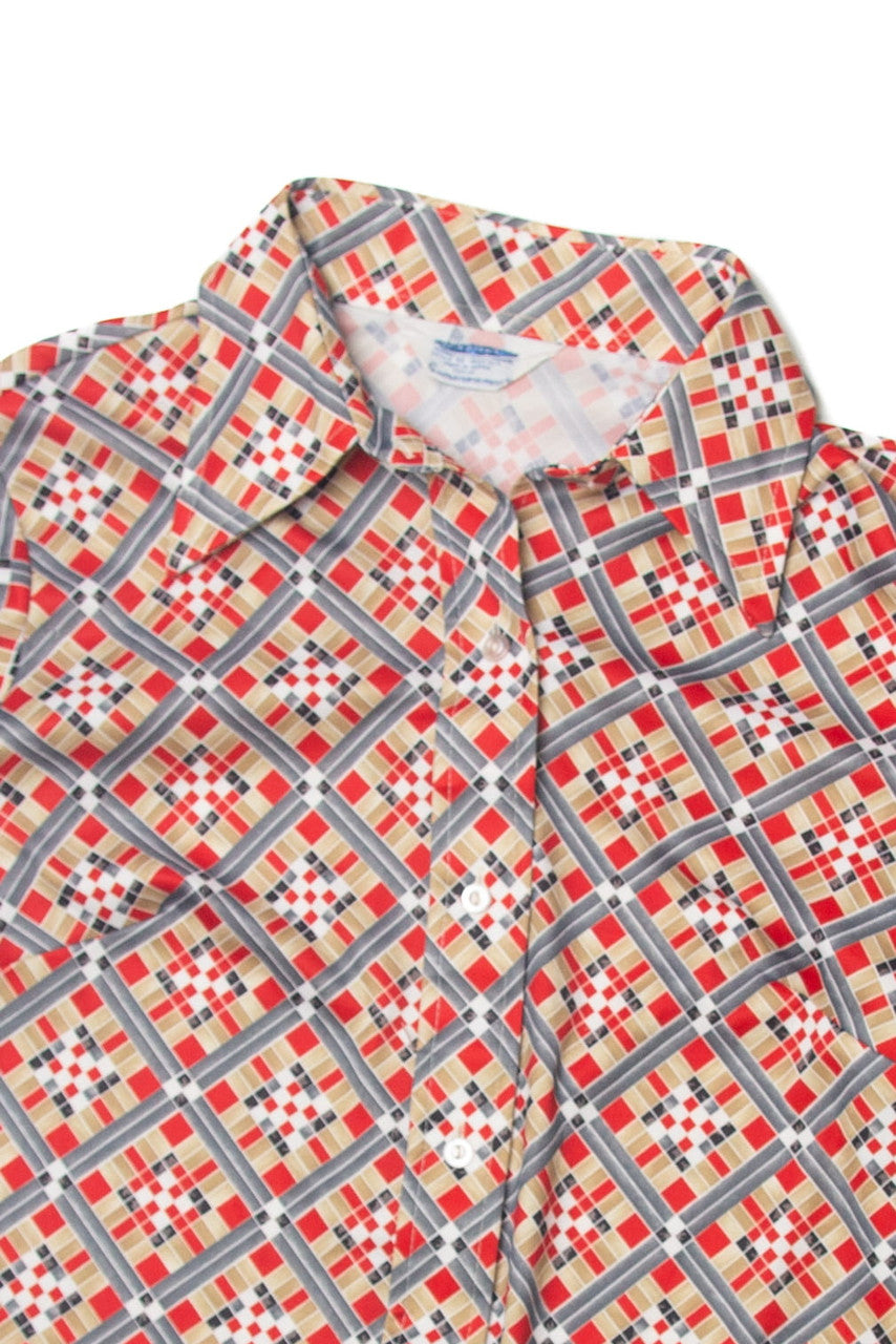 Vintage Sears Patterned Button Up Shirt (1970s) 1195