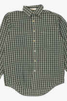 Vintage Dark Green  Plaid Wrinkle Free Arrow Button Up Shirt (1990s)