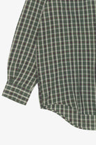 Vintage Dark Green  Plaid Wrinkle Free Arrow Button Up Shirt (1990s)