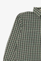 Vintage Dark Green  Plaid Wrinkle Free Arrow Button Up Shirt (1990s)