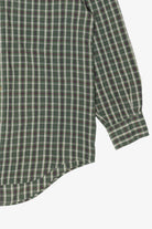 Vintage Dark Green  Plaid Wrinkle Free Arrow Button Up Shirt (1990s)