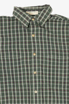 Vintage Dark Green  Plaid Wrinkle Free Arrow Button Up Shirt (1990s)