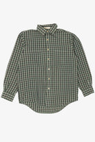 Vintage Dark Green  Plaid Wrinkle Free Arrow Button Up Shirt (1990s)