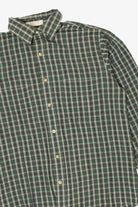 Vintage Dark Green  Plaid Wrinkle Free Arrow Button Up Shirt (1990s)