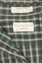 Vintage Dark Green  Plaid Wrinkle Free Arrow Button Up Shirt (1990s)