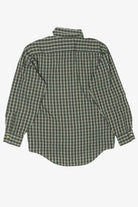 Vintage Dark Green  Plaid Wrinkle Free Arrow Button Up Shirt (1990s)