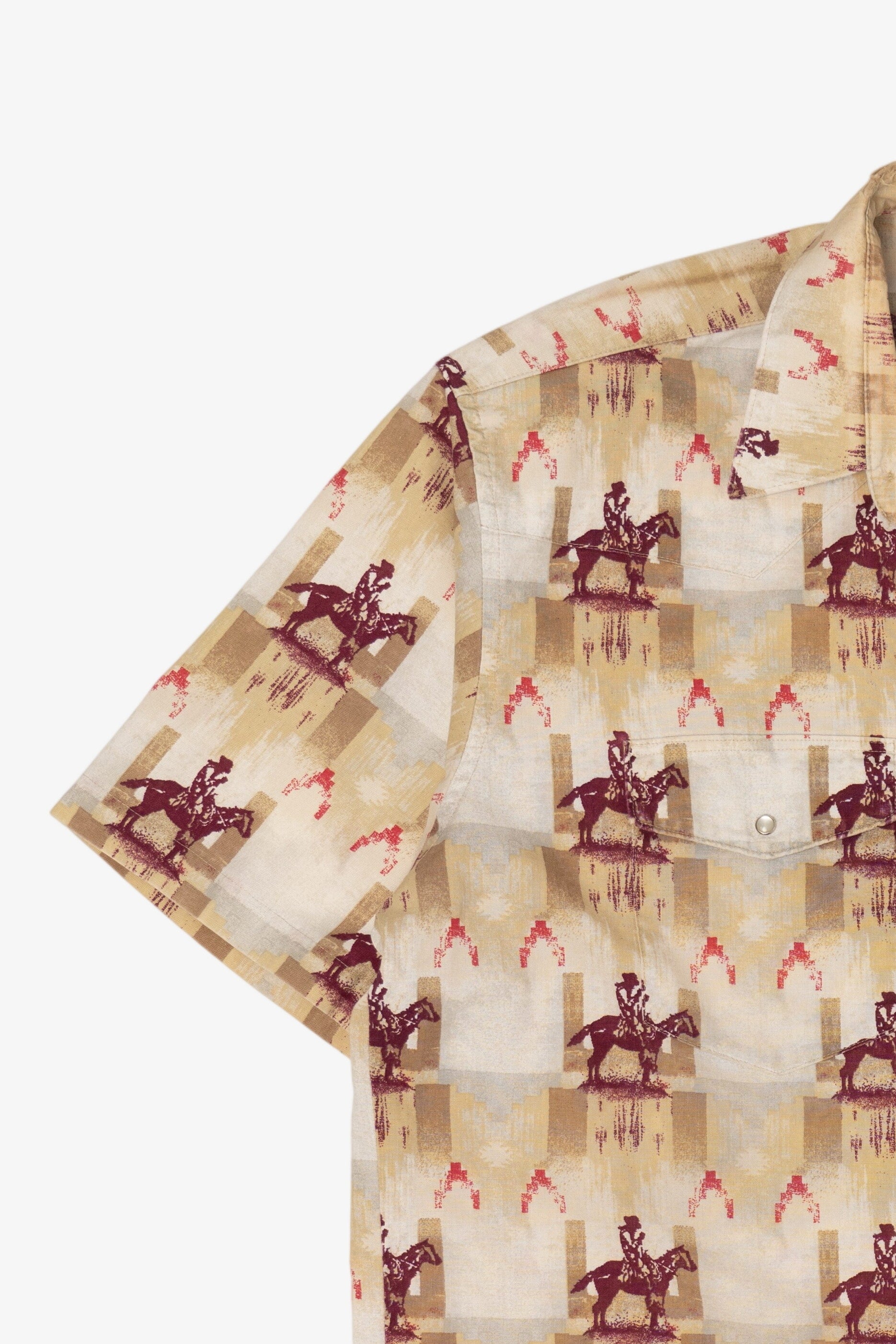 Vintage Beige Wrangler Western Button Up Shirt (1990s)