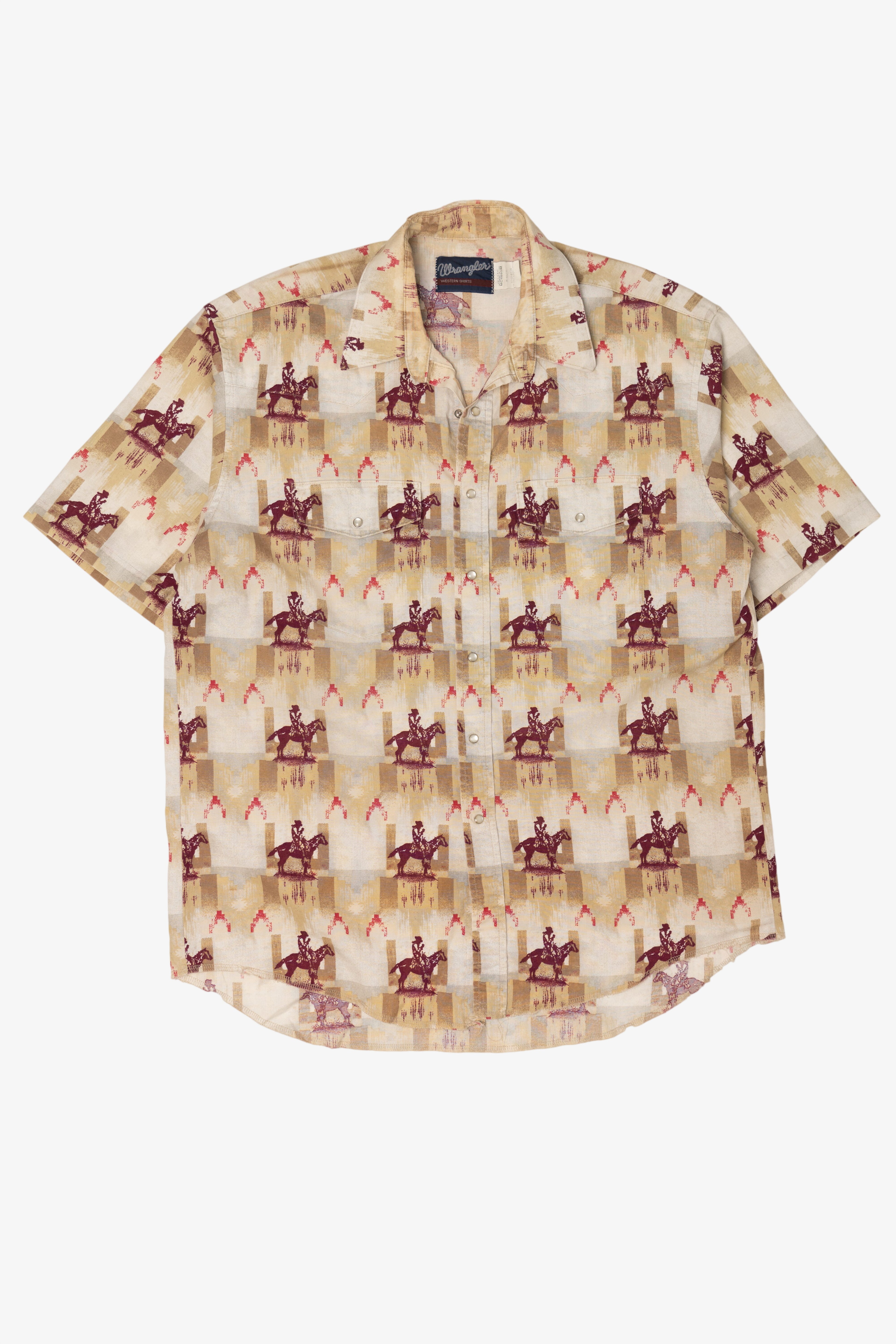 Vintage Beige Wrangler Western Button Up Shirt (1990s)
