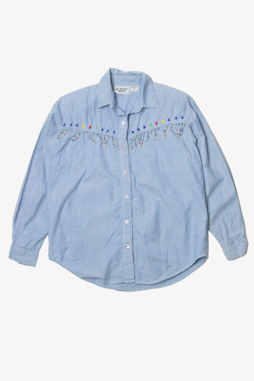 Vintage  Activity Road Tassels Button Up Shirt