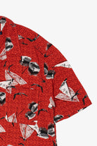 Vintage Red Boca Sailboats And Canoes Pattern Button Up Shirt (1990s)