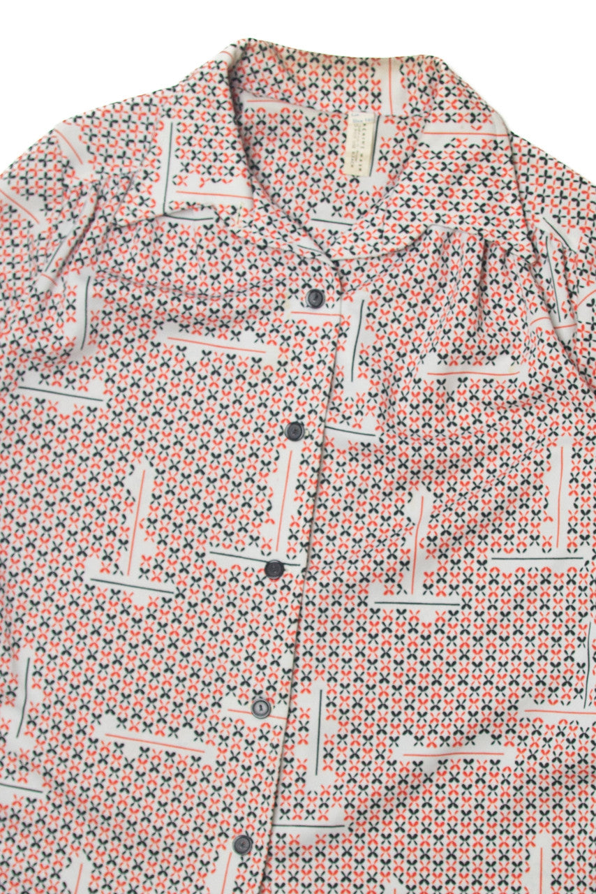 Vintage   Black And Red Patterned Button Up Shirt