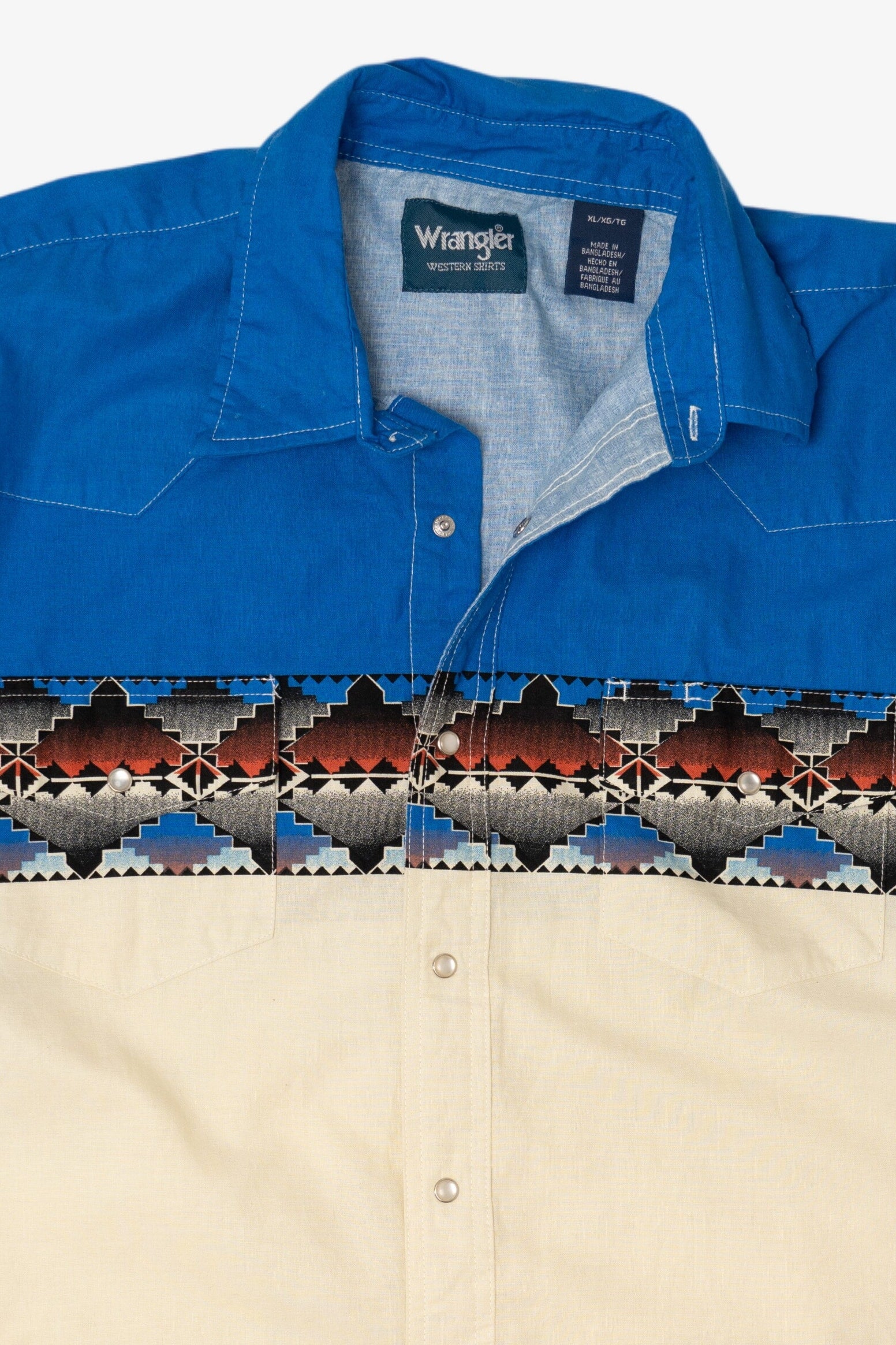 Vintage Blue Wrangler Western Button Up Shirt (1990s)