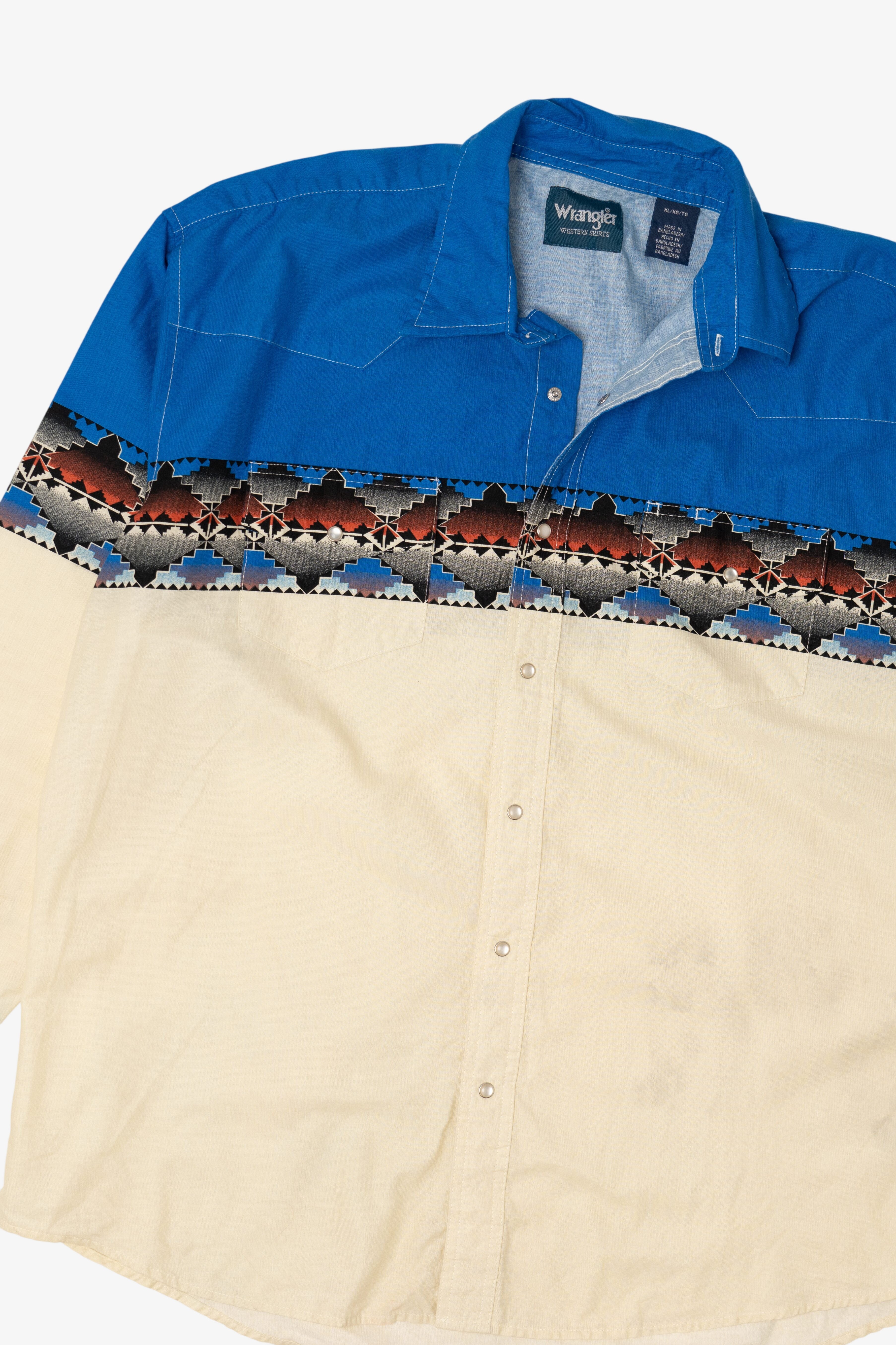 Vintage Blue Wrangler Western Button Up Shirt (1990s)