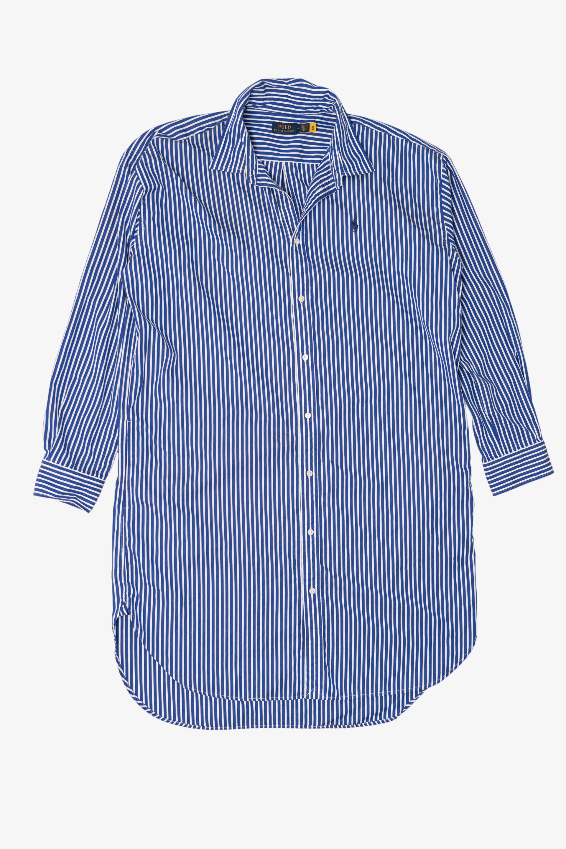 Blue Striped Polo By Ralph Lauren Long Button Up Shirt Dress (2020s)