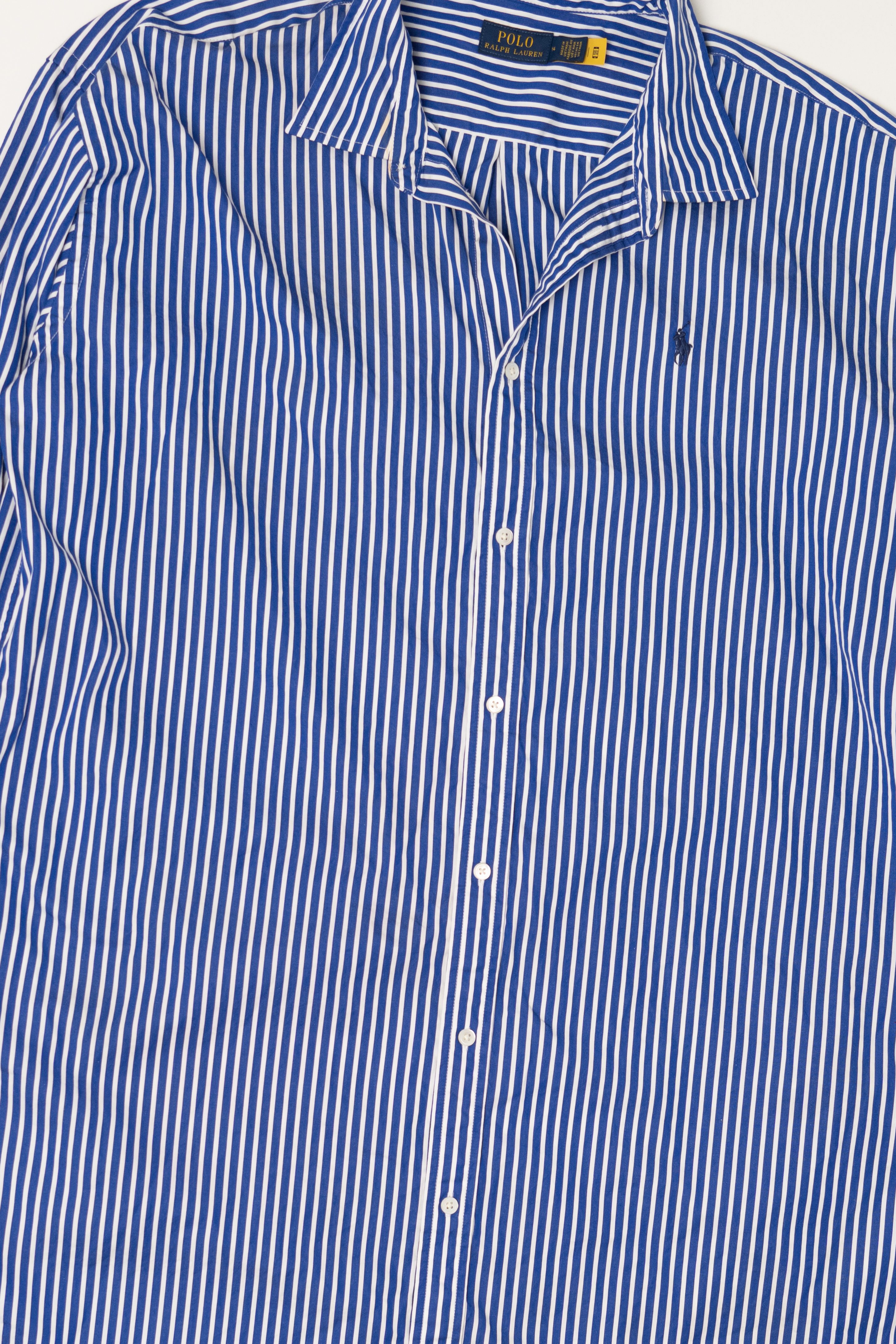 Blue Striped Polo By Ralph Lauren Long Button Up Shirt (2020s)