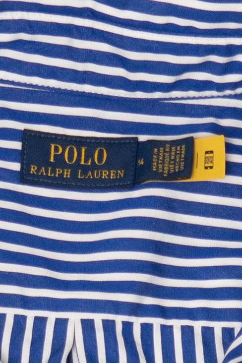 Blue Striped Polo By Ralph Lauren Long Button Up Shirt (2020s)