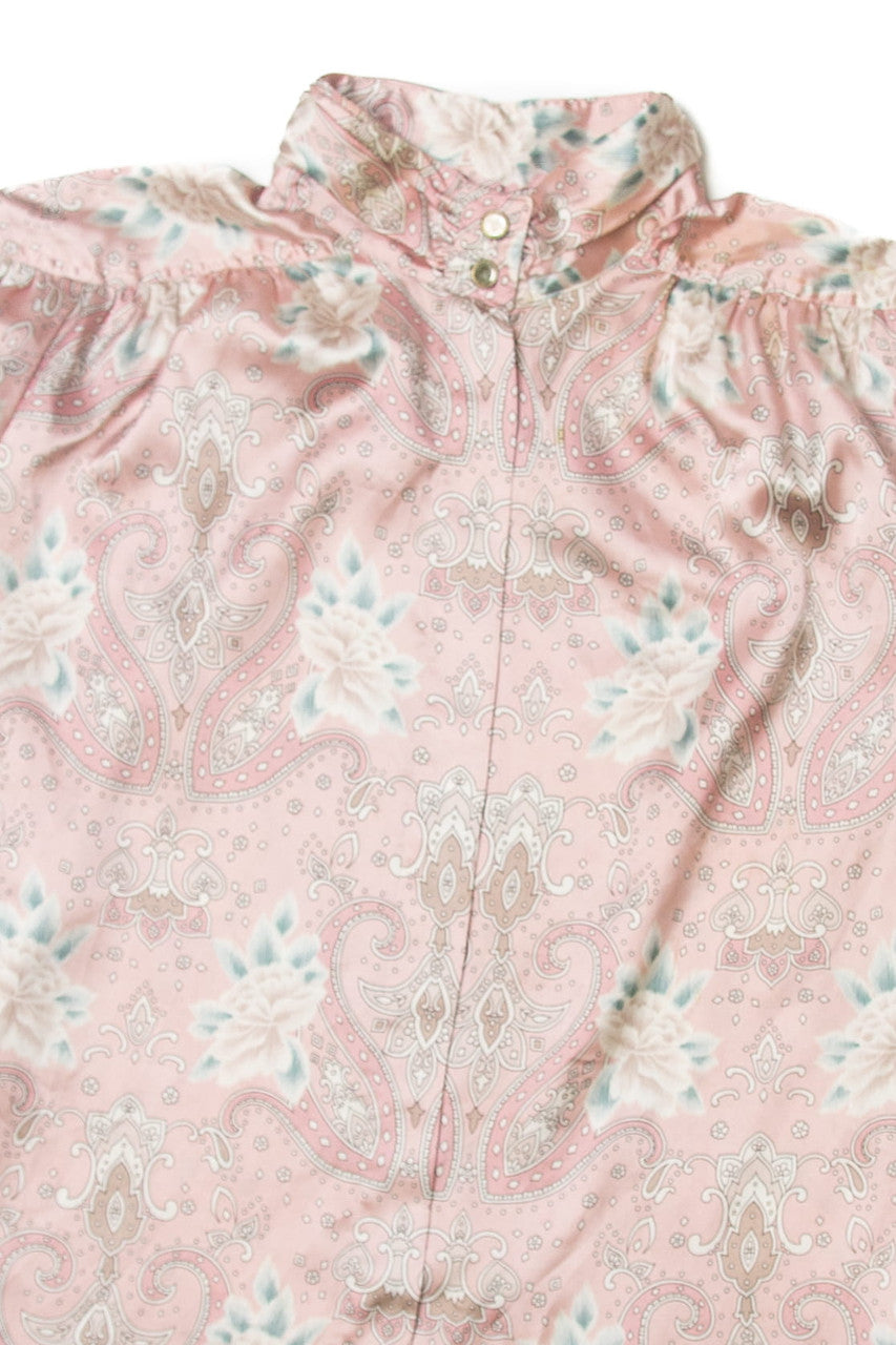 Vintage  Silk Patterned Button Up Shirt