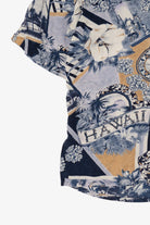Vintage Navy Blue August Silk Sport Button Up Hawaiian Shirt (1990s)