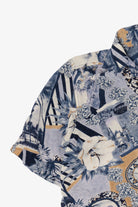 Vintage Navy Blue August Silk Sport Button Up Hawaiian Shirt (1990s)