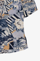 Vintage Navy Blue August Silk Sport Button Up Hawaiian Shirt (1990s)
