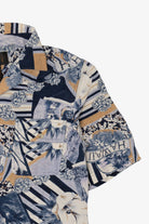 Vintage Navy Blue August Silk Sport Button Up Hawaiian Shirt (1990s)