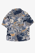 Vintage Navy Blue August Silk Sport Button Up Hawaiian Shirt (1990s)