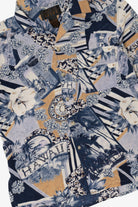 Vintage Navy Blue August Silk Sport Button Up Hawaiian Shirt (1990s)