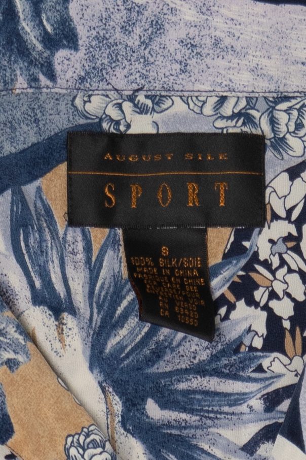 Vintage Navy Blue August Silk Sport Button Up Hawaiian Shirt (1990s)
